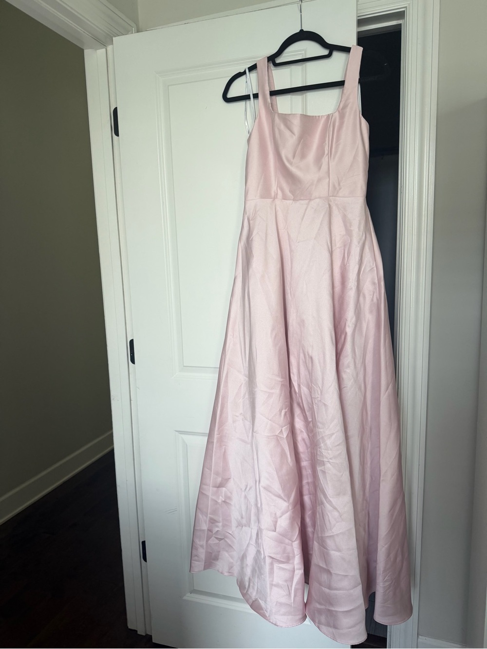 Dessy Collection Blush Pink Satin Girl Gown